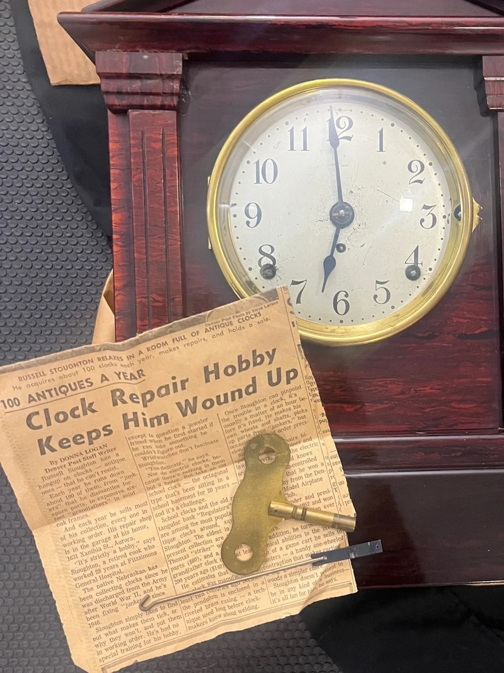 Classic Dark Brown Mantel Clock with Gold Bezel